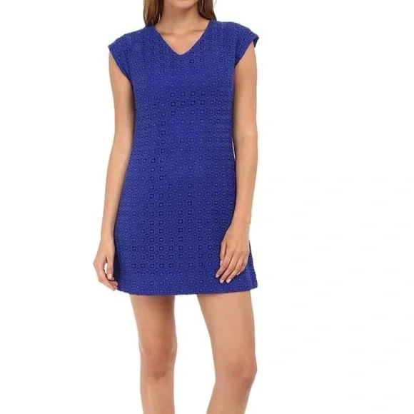 KATE SPADE NEW YORK Guipure Lace A-Line Mini Dress Cap-Sleeve Blue Women's 10 - Picture 1 of 13